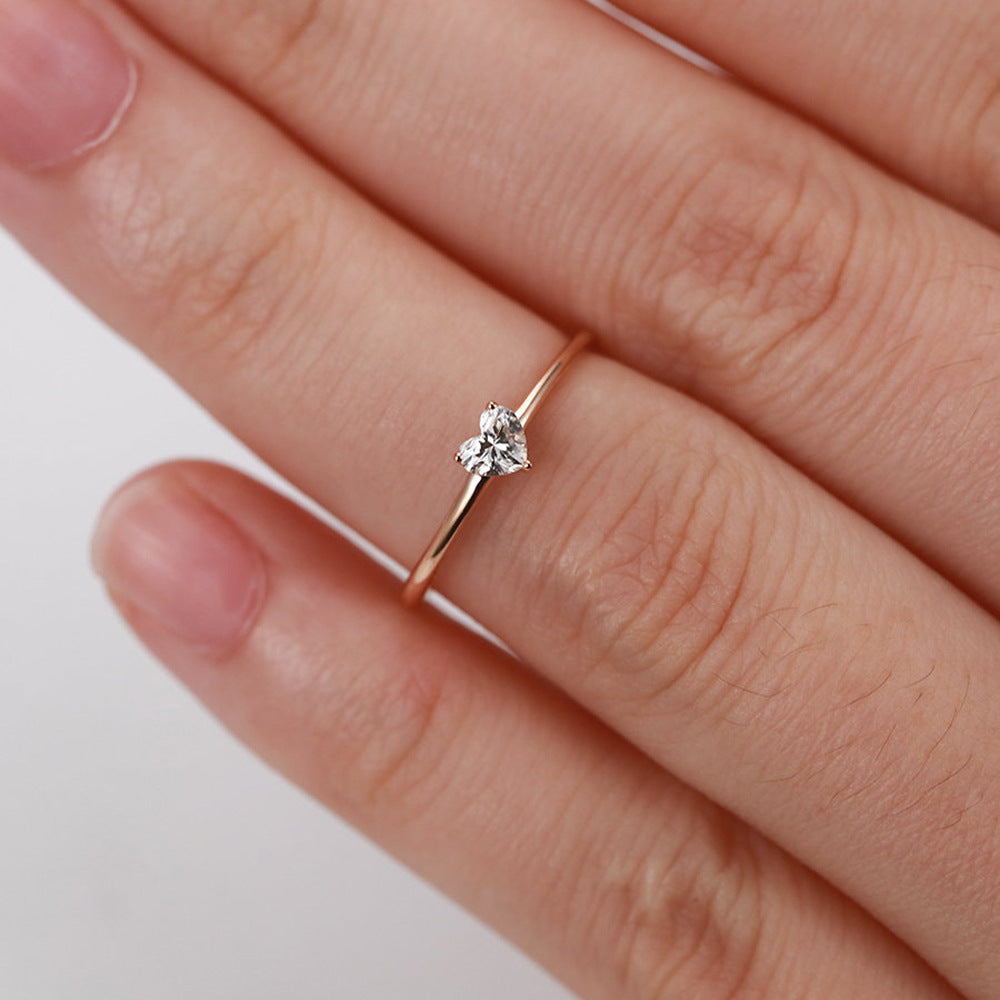 Wholesale Gold Plated Copper Simple Heart Shape Ring