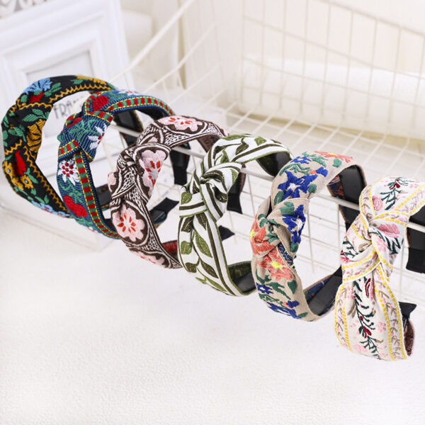 Wholesale Fabric Bohemian Embroidered Flowers Headbands