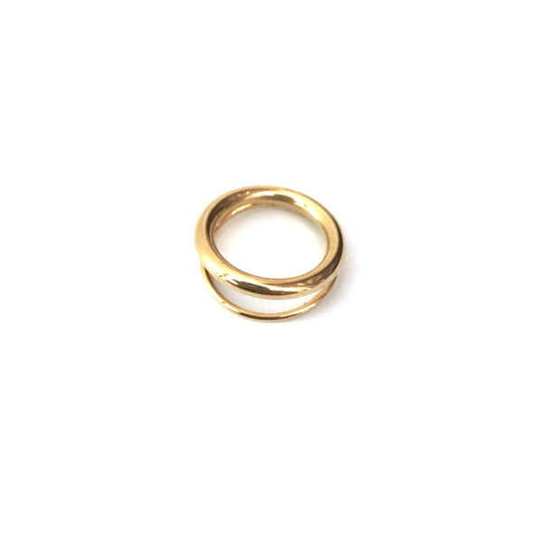 15225221026_476714056 Wholesale double layered titanium steel gold-plated smooth ring