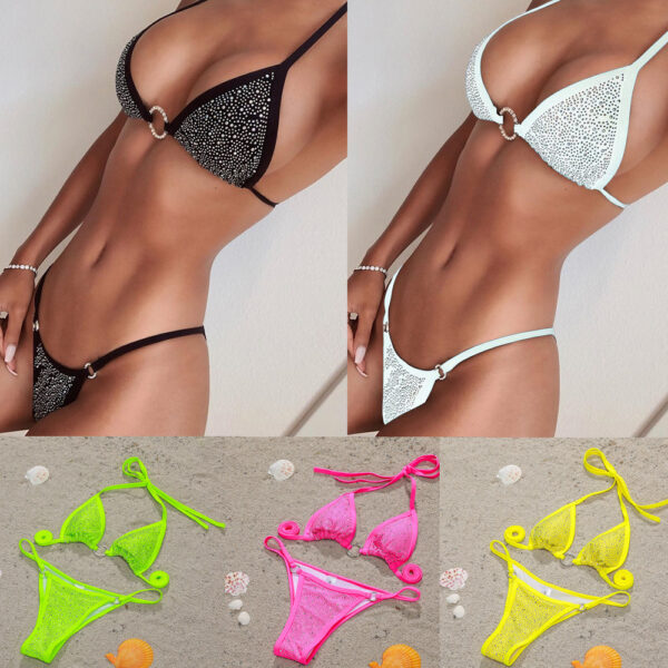 Wholesale Diamond Studded Bikini Polyester Swimwear
