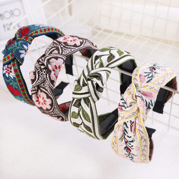 Wholesale Fabric Bohemian Embroidered Flowers Headbands