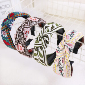 Wholesale Fabric Bohemian Embroidered Flowers Headbands