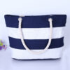 Wholesale Burlap Stripe Panel Canvas Shoulder Beach Bag