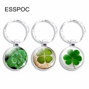 Wholesale Clover Keychain Pendant Metal Electroplating Nature Theme Trendy Gift for Couples