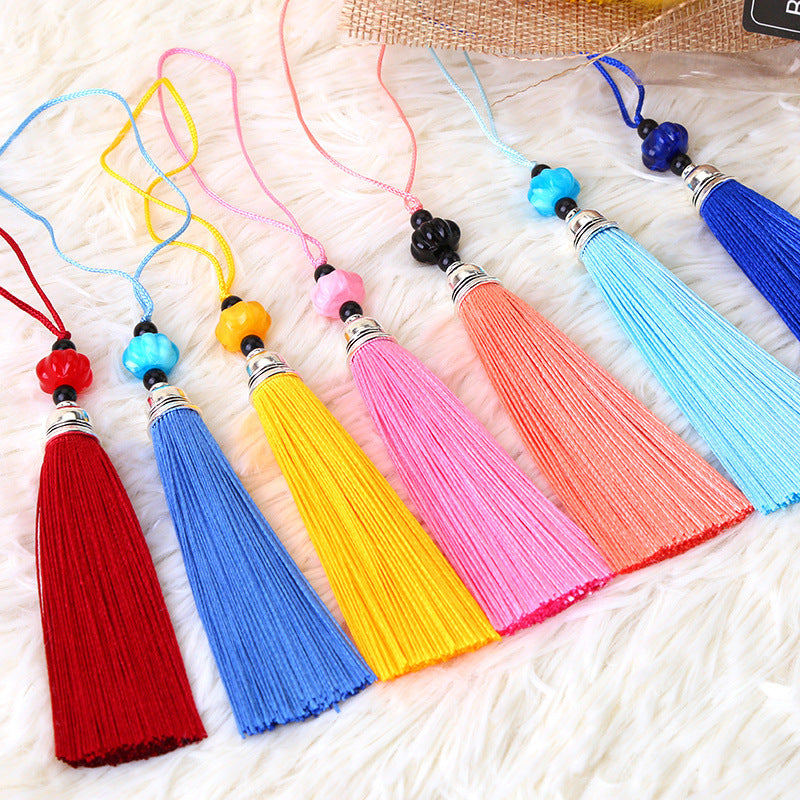 Wholesale Pumpkin Bead Ice Silk Tassel lyester Metal Hat Pendant