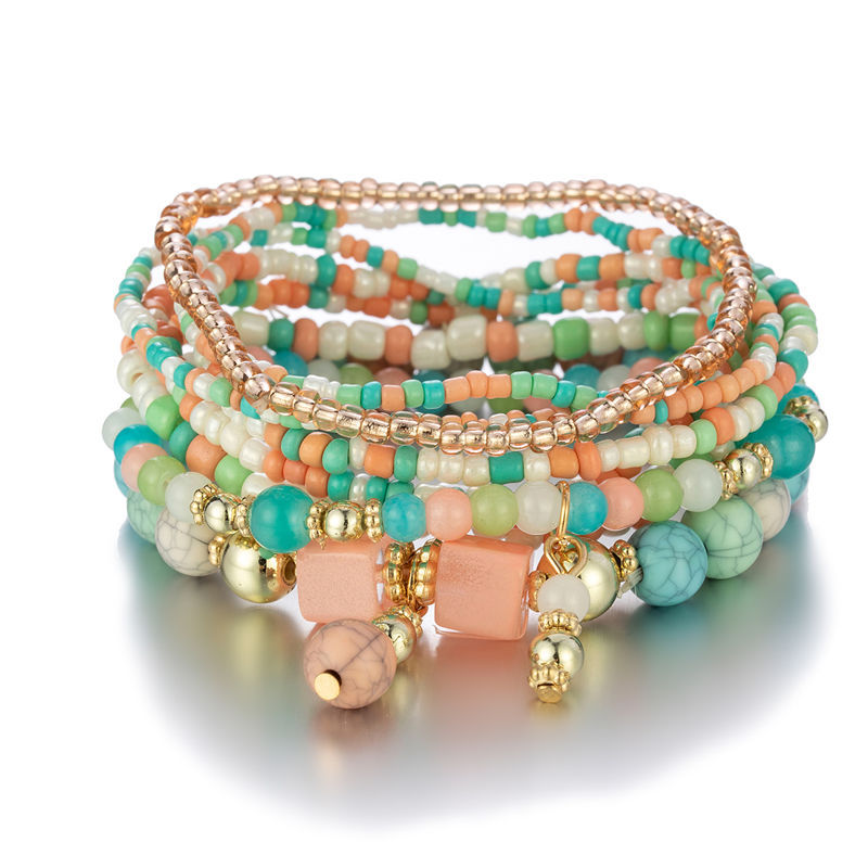 Wholesale Amazon Hot Bohemian Bracelet Multi-layer Bracelet Creative Turquoise Beaded Jewelry European and American Style Bracelet