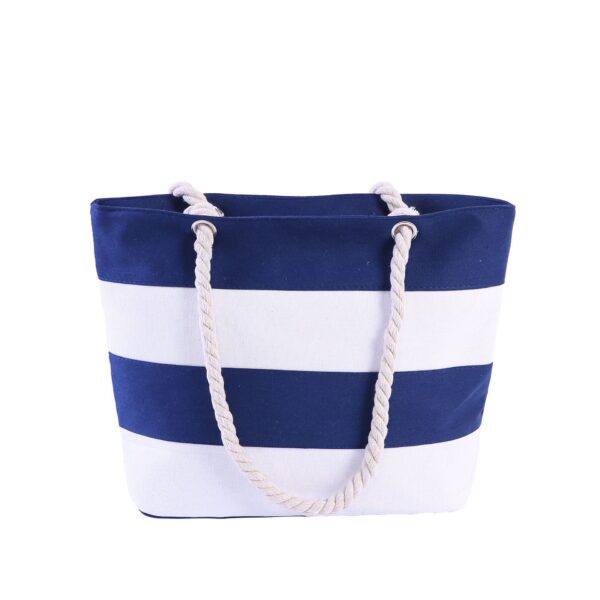 Wholesale Burlap Stripe Panel Canvas Shoulder Beach Bag