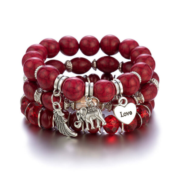 15377267045_2068570892 Wholesale Elephant Wings Heart LOVE Pattern Beaded Bracelet