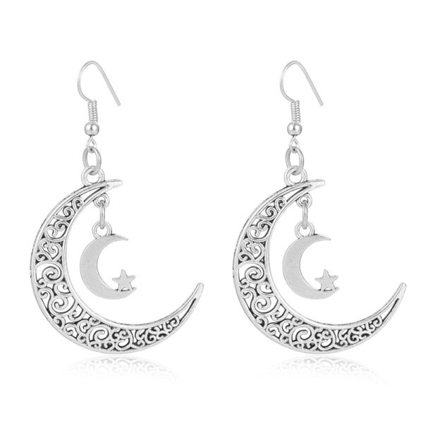 Wholesale Hollow Star Moon Alloy Earrings