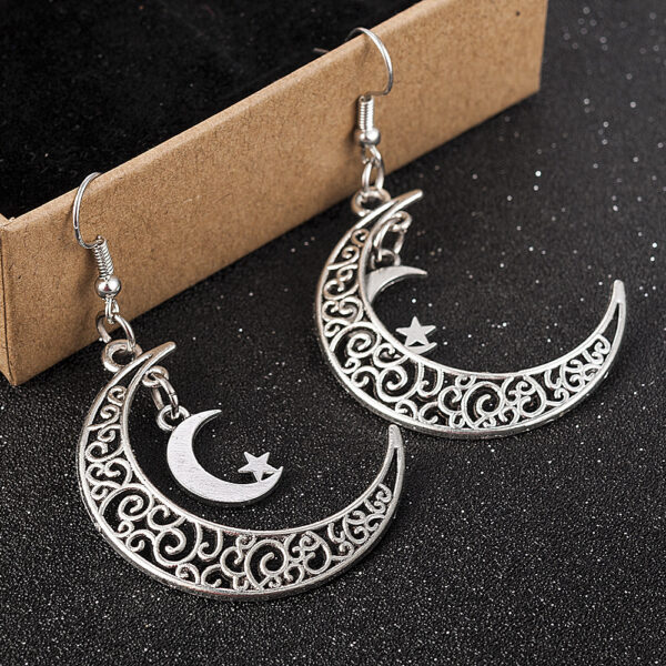 Wholesale Hollow Star Moon Alloy Earrings