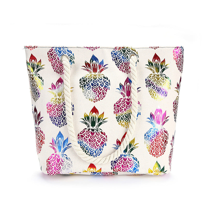 Wholesale Hemp Rope Print Animal Pattern Cotton Shoulder Beach Bag