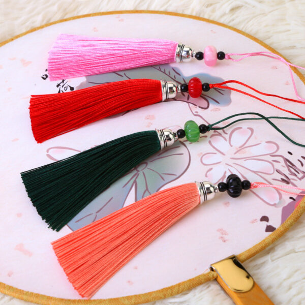 Wholesale Pumpkin Bead Ice Silk Tassel Polyester Metal Hat Pendant