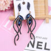 Wholesale Rhinestone Steel Needle Tassel Hollow Symmetry Earrings
