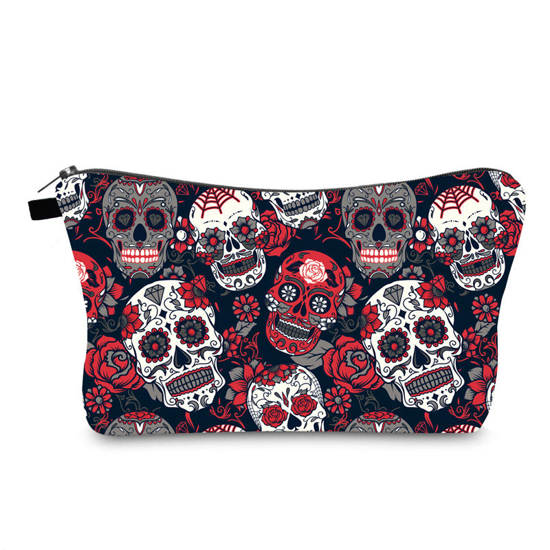 Wholesale lyester Printed Skull Head Pattern Wash Multifunctional Travel Storage Bag