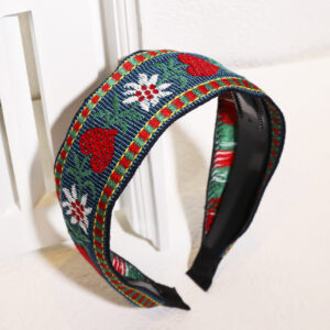 Embroidered navy hair band