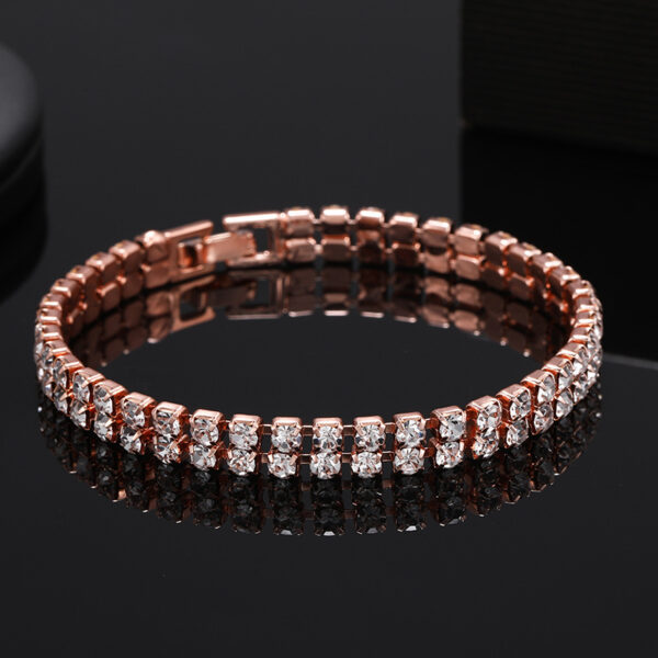 Wholesale Micro Studded Diamond Tennis Chain Double Row Bracelet
