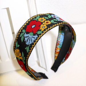 Black embroidered headband