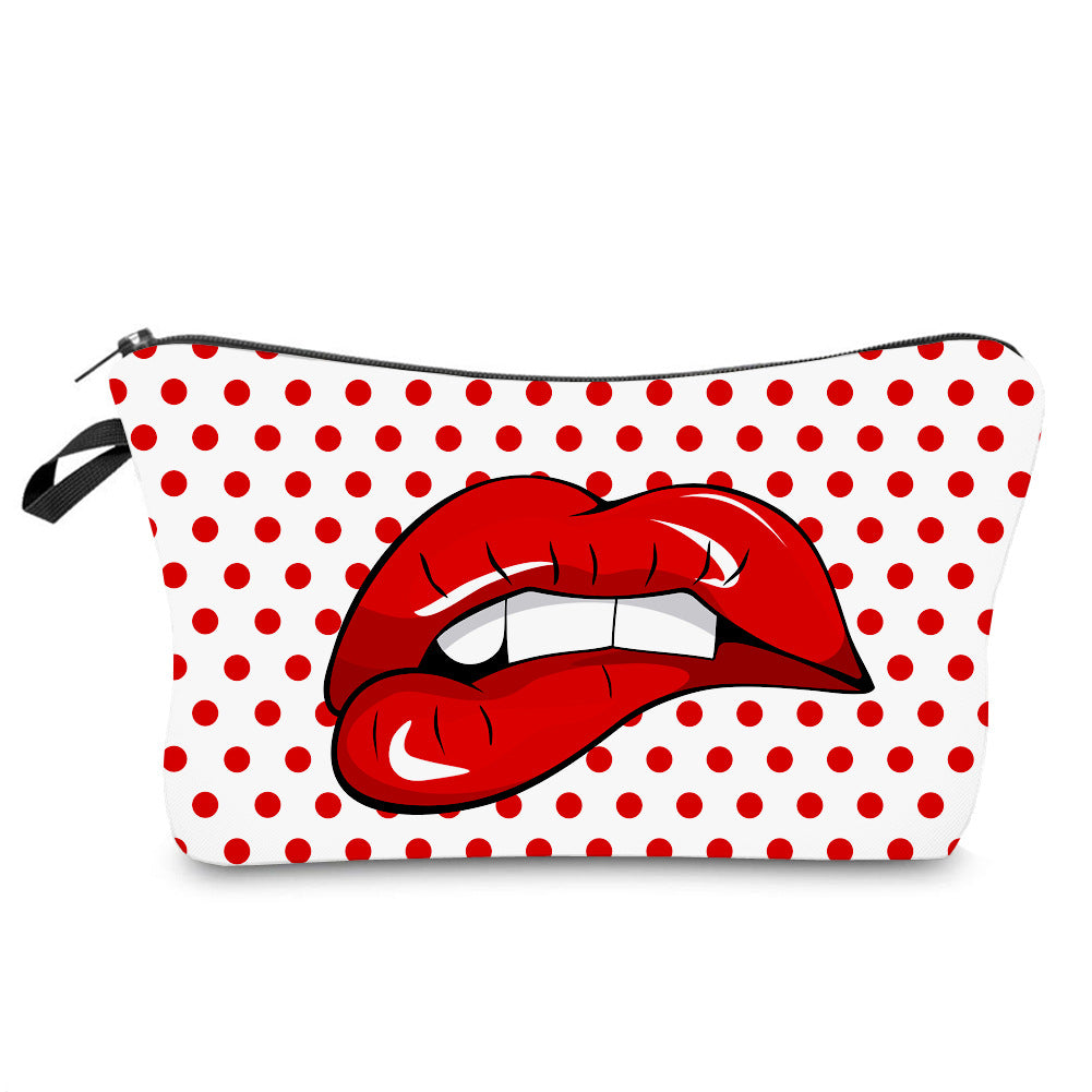 Wholesale lyester Lip Biting Digital Printing Cosmetic Storage Bag