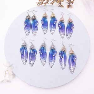 Wholesale Cicada Wing Gradient Color Earrings