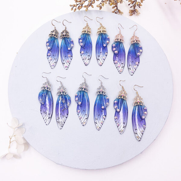 Wholesale Cicada Wing Gradient Color Earrings