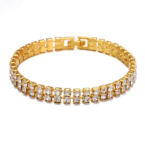 Wholesale Micro Studded Diamond Tennis Chain Double Row Bracelet