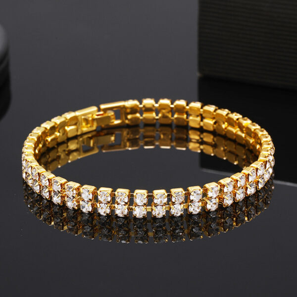 Wholesale Micro Studded Diamond Tennis Chain Double Row Bracelet