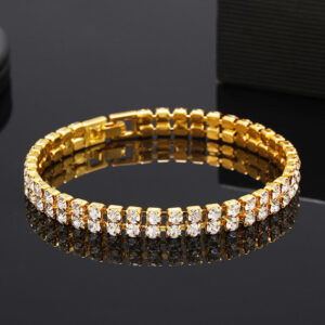 Wholesale Micro Studded Diamond Tennis Chain Double Row Bracelet