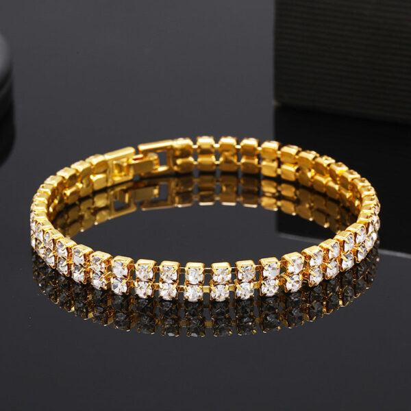 Wholesale Micro Studded Diamond Tennis Chain Double Row Bracelet