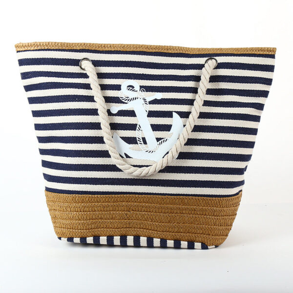 15674055085_1132416540 Wholesale One Shoulder Canvas Striped Tassel Beach Bag