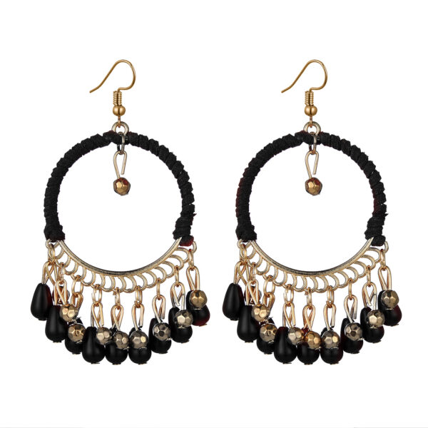 Wholesale Hand Woven Round Water Drop Tassel Acrylic Alloy Earrings