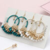 Wholesale Hand Woven Round Water Drop Tassel Acrylic Alloy Earrings