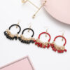 Wholesale Hand Woven Round Water Drop Tassel Acrylic Alloy Earrings