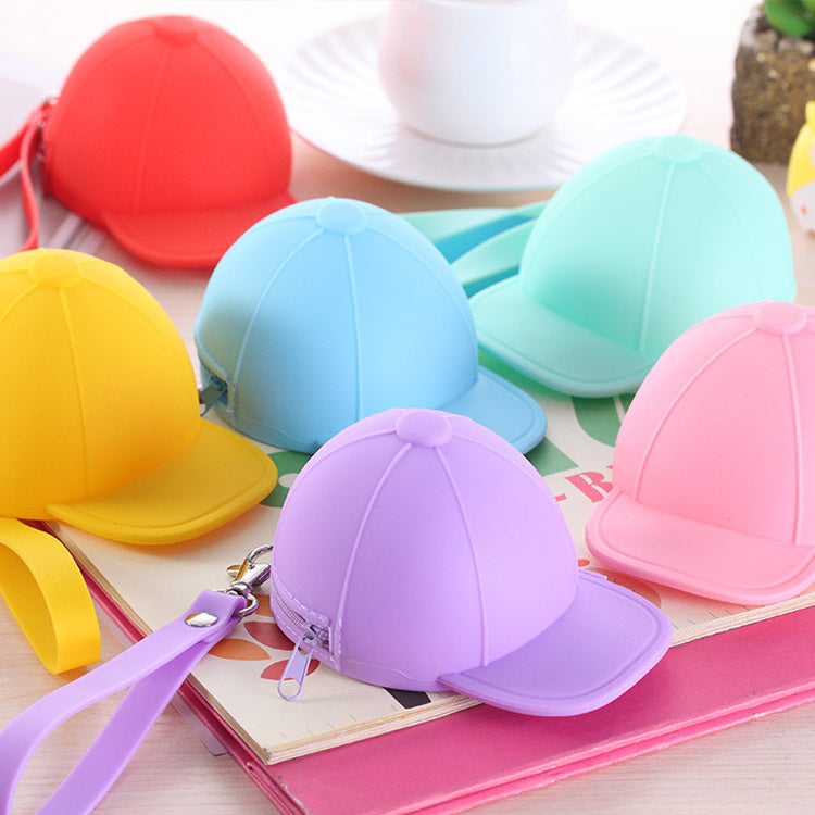 Wholesale Cartoon Candy Color Baseball Cap Coin Pack Mini Hat Silicone Keychain