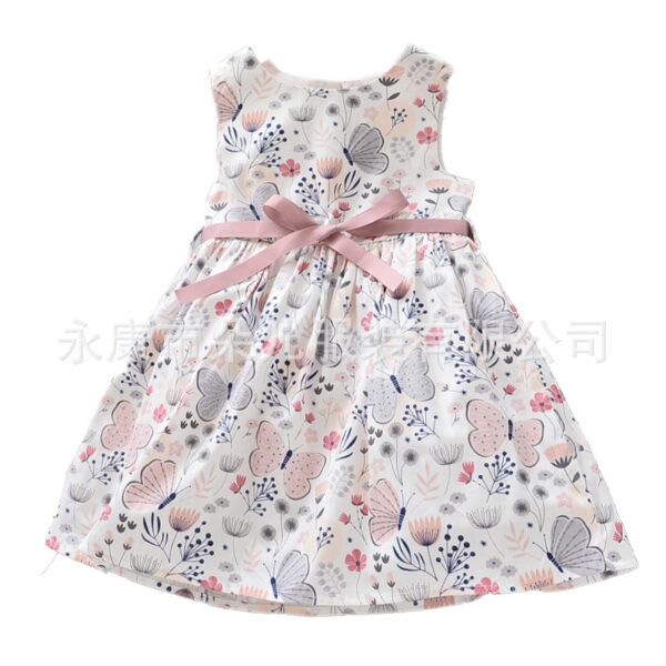 Wholesale Cotton Butterfly Print Sleeveless Dress Sleeveless Princess Skirt