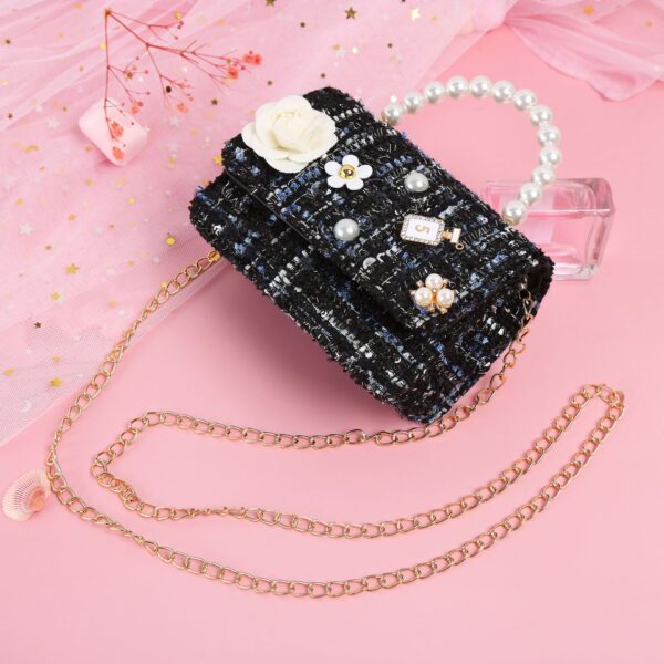 Wholesale Canvas Children's Bags, Camellia Handbags, Pearl Diagonal Cross Bags