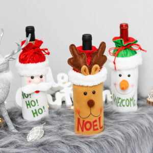 15999168378_2001252239 Wholesale Christmas Santa Claus Doll Wine Bottle Non-woven Fabric Set Decorations