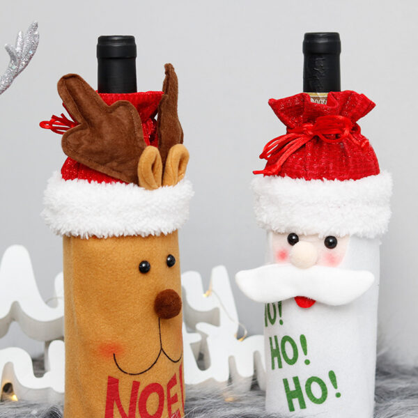 Wholesale Christmas Santa Claus Doll Wine Bottle  Non-woven Fabric Set  Decorations