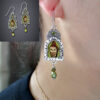 Wholesale Vintage Owl Diamond Pearl Metal Earrings