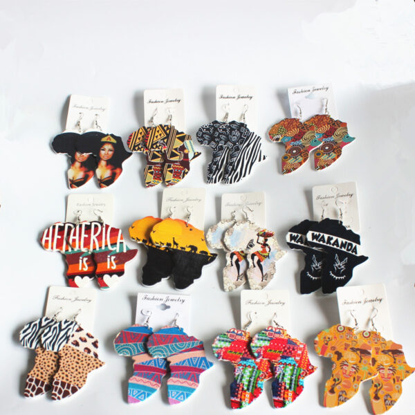 16040955799_1131470276 Wholesale African Map Wooden Earrings