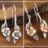 16041676910_1346985648-1 Wholesale Two-tone Rose Gold Flower Leaf Alloy Earrings