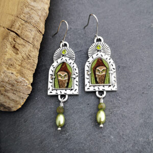 16079780716_731362266 Wholesale Vintage Owl Diamond Pearl Metal Earrings