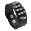 16090260647_2118088041 Wholesale Motorcycle Skull Leather Bracelet