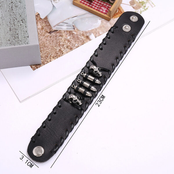 16090269682_2118088041 Wholesale Motorcycle Skull Leather Bracelet