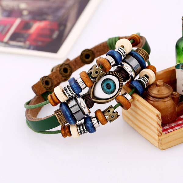 16114382911_2118088041 Wholesale Jewelry Beaded Eyes Leather Bracelet