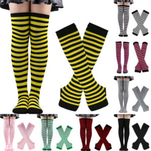 1617ee7b038320d19990844509c10d55 Wholesale Christmas Halloween High Striped Socks Gloves Set