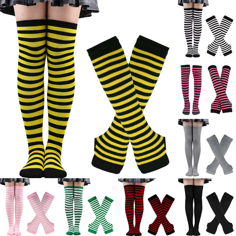 Wholesale Christmas High Striped Socks Gloves Set