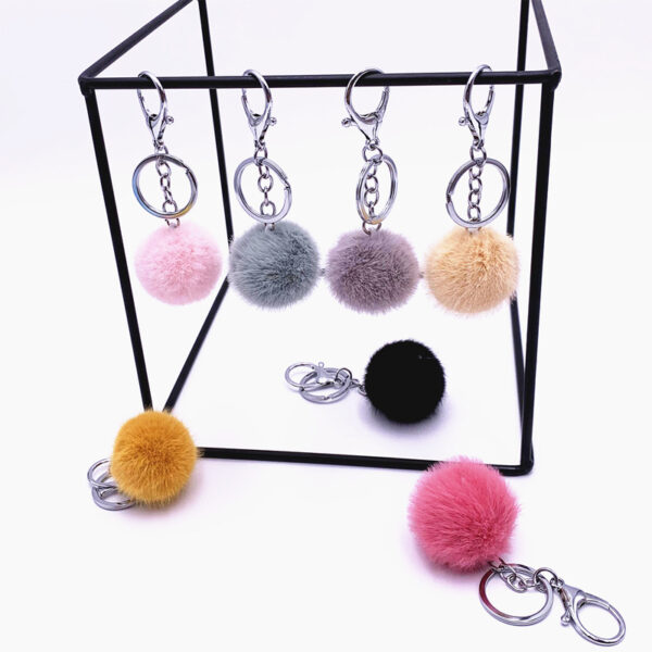 Wholesale Plush Candy Color Fur Ball Key Chain