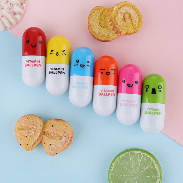Wholesale Mini Cute Expression Pills Plastic Ballpoint Pens