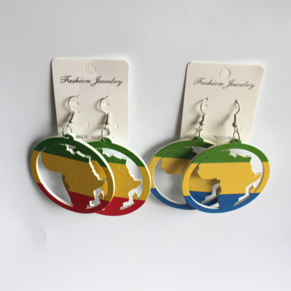 Wholesale African Map Wooden Earrings
