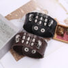 16205741452_2118088041 Wholesale Motorcycle Skull Leather Bracelet